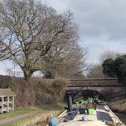 Approaching Stanleys Bridge with stop planks on the left