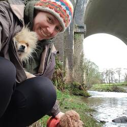 Proud of Tiger making it down the muddy, overgrown slope. Leo wasn't having any of it!
