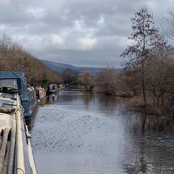 Moored in a long line of boats waiting for fuel