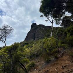 Dort sieht man das Tagesziel! Auf diese Nase wollen wir klettern 🗿