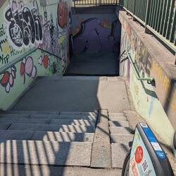 Finally figured out these smooth spots on stairs are for bike people like me to get up and down.