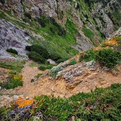Abstieg zum Strand mit Seilsicherung - heute nicht!