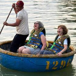 Bucket boat ride, with Jane - a real hoot!