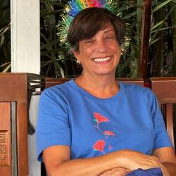 Susan, the birthday gal in a new locally produced shirt