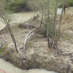 Flood damage in the river