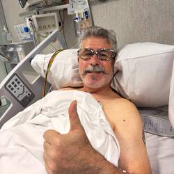 Man with a souvenir stent