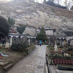 St. Peter's cemetery; see monk rooms built into the wall