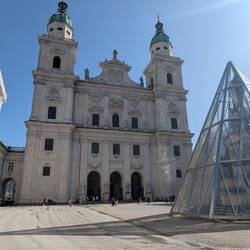 Cathedral with fountain covered for Winter (took us a while to figure this out)