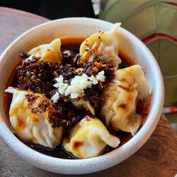 Dumplings with cumin chili oil