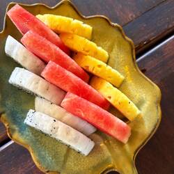 Typical dessert-passion fruit, watermelon and pineapple. Also served on breakfast buffets