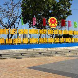 Sign promoting upcoming election - colorful signs are everywhere