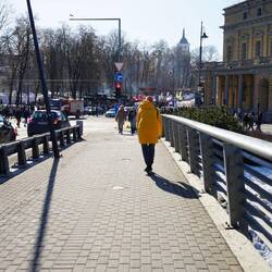 Mit dem Roller durch Vilnius.