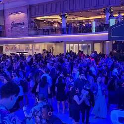 Look at the earphones everyone is wearing. There were three different DJs that people dance to