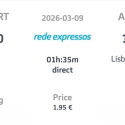 Bus-Ticket Peniche - Lissabon