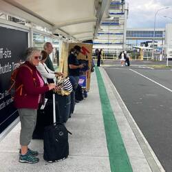 Beverly waits for the bus - in vain; the wrong place