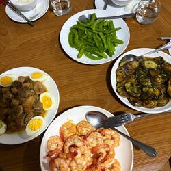 Meal out host family served