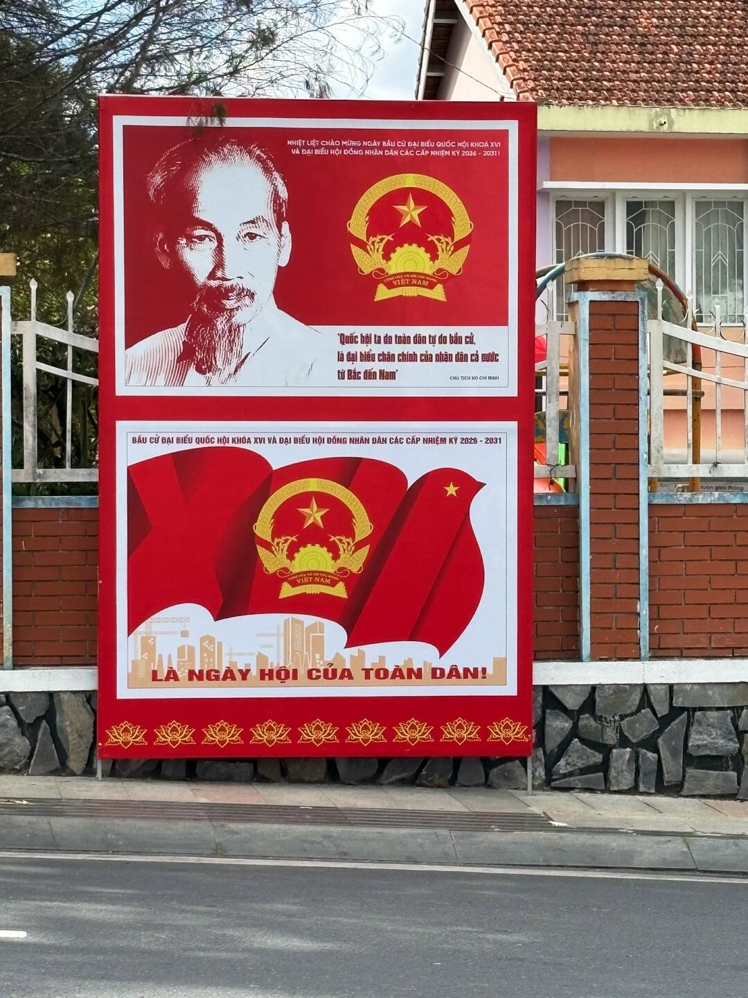 Posters reminding everyone to vote on March 15; voting is mandatory