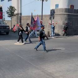 A quiet part of the march. 2000 people