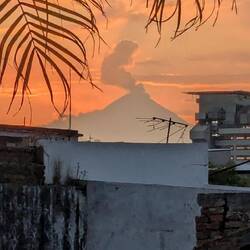 The volcano we can see from our rooftop