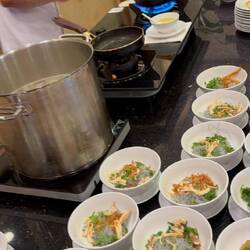 Breakfast soup and egg station