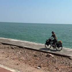 Rolling along by the sea, happiest as can be!