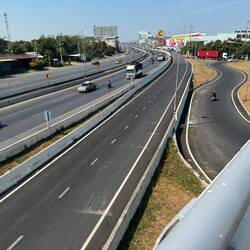 Always difficult to cross the multi-lane highways often with partitions.