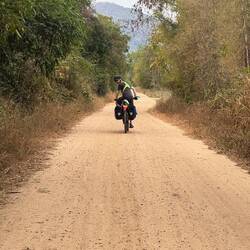 Road to maybe campsite got squeaky bum with sun setting and it turning from tarmac to gravel to dirt