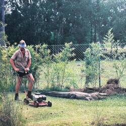 Hier hat der gute Steve den Rasen gemäht neben einem seiner Haustiere