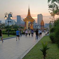 Hundreds of locals get their daily exercise walking up and down the boulevard as evening comes