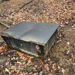 Dock float. Was sitting upright when we saw it and just looked like a black square.