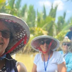 On our small boat: with Susan and Beth