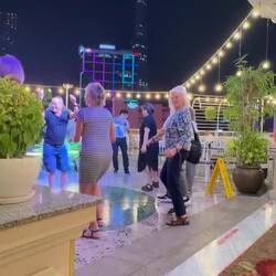 Dancing on the rooftop of the Rex Hotel