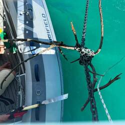 In der Ankerkette hat sich ein Ast verheddert, Green Island 🫣