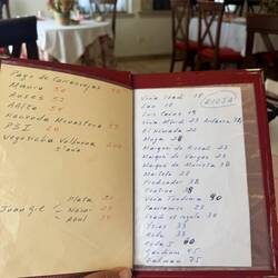 Handwritten wine menu