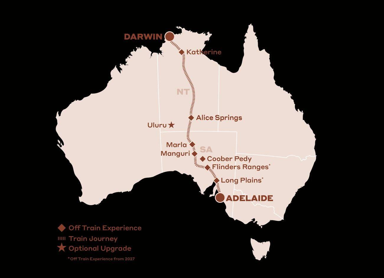 Strecke des "The Ghan", fährt seit 1929☺️