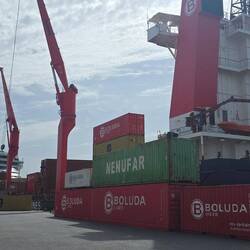 Neben dem Schiff konnte man auch beim Verladen der Container zusehen