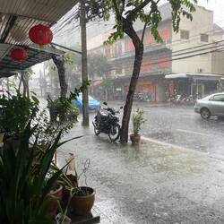Skies opened up just as we were leaving bike shop