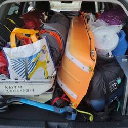 My hiking gear and gear of other two hikers missing skis and their clothes and some food.