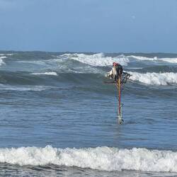 El Jadida, fisherman on a platform in the sea!