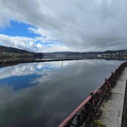 The estuary later in the day without the fog and drizzle.