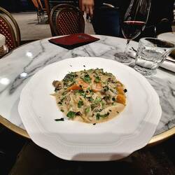 Kalbfleisch in Morchelsauce auf Reis, sehr lecker 😋