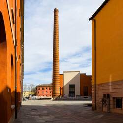 This chimney is what's left of the tobacco factory ... now an urban redevelopment project — Modena.