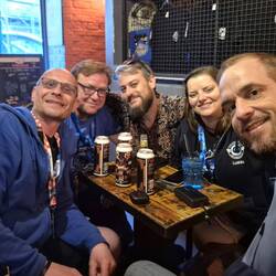 Pre-afterparty team hangout and beer
