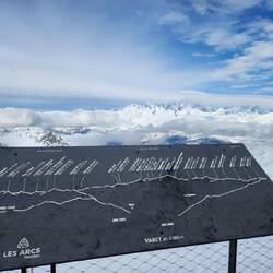 Mont Blanc on the board and in the distance