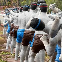 A Muay Thai fighter wonders what is happening down the front?