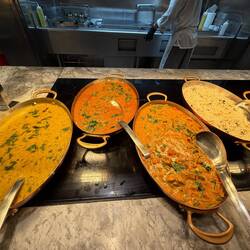 Indian vegetables, chicken, prawns and curry