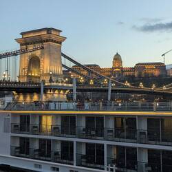 The boat has a prime parking spot next to the bridge; we're on top upper left.