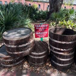 They sell Tabasco by the barrel or half barrel