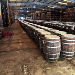 Tabasco in the barrels. Age for three years with salt on top of the barrel.