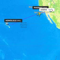 Flight routing if AA694 as captured on FlightRadar24.